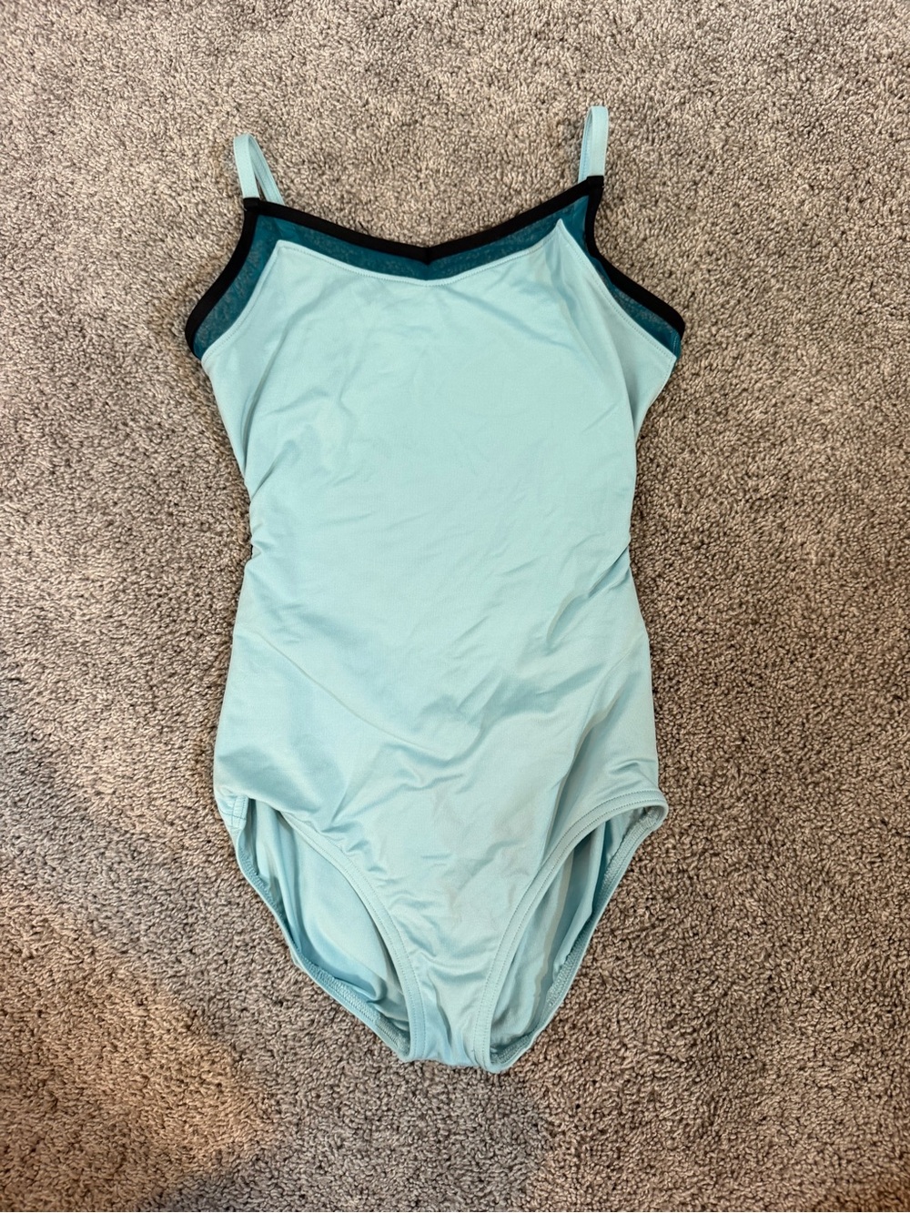 Women’s Capezio Light Aqua Ballet Leotard with Black Trim